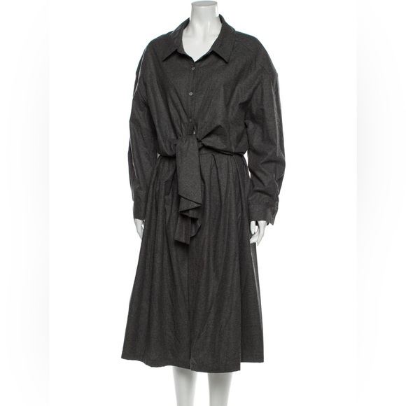 Rosie‎ Assoulin Virgin Wool Blend Midi Button-down Shirt Dress - Picture 1 of 12